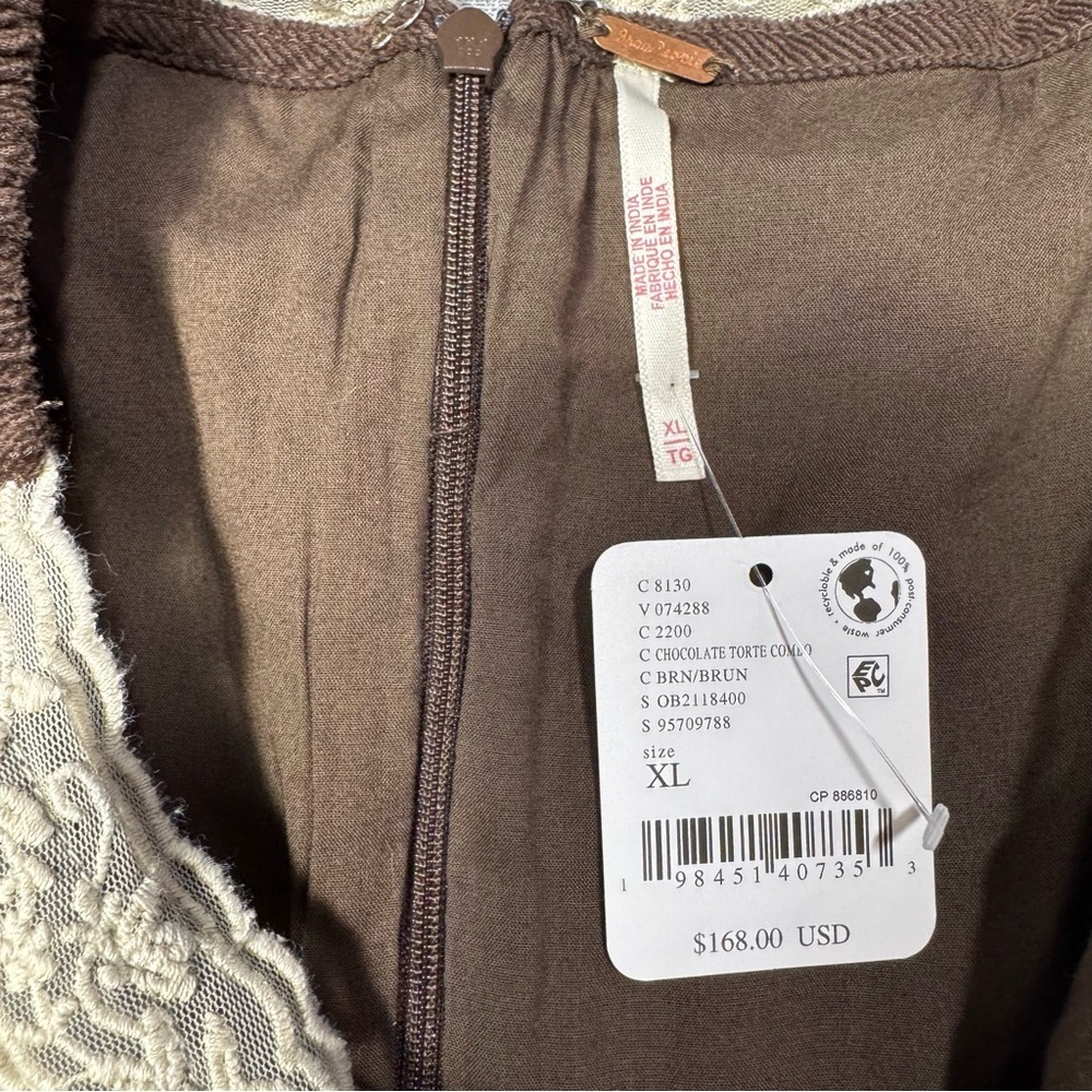 NWT New $168 Free People Tennley Corduroy Mini Chocolate Torte Dress Size XL - Picture 6 of 10